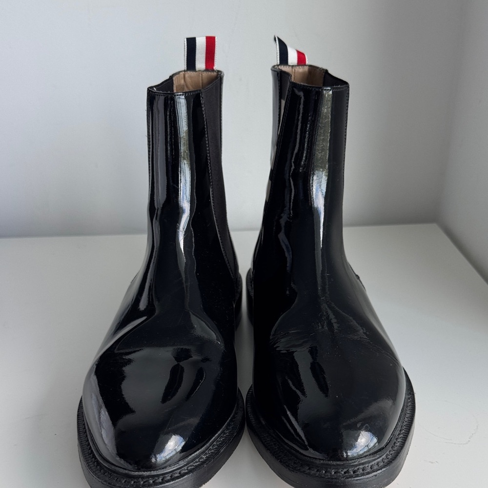 Thom Brown Unisex patent leather slip on boots elastic band. No box. - Picture 5 of 11